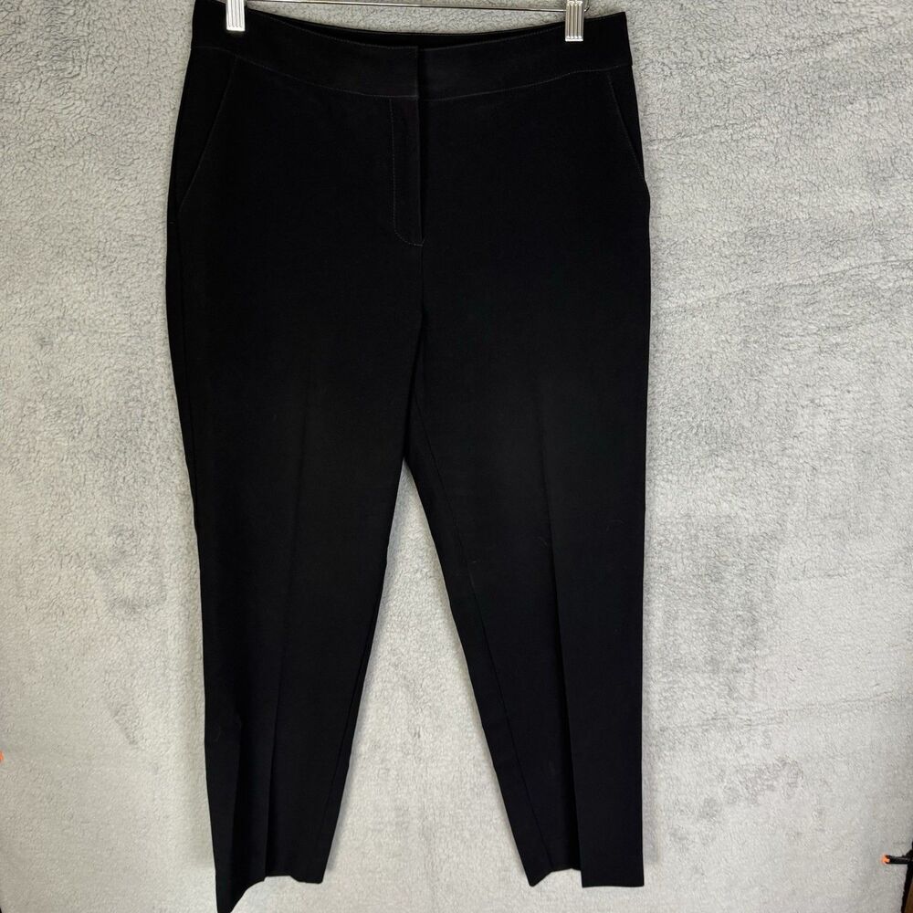 St. John Caviar Emma‎ Pants Women's 6 Black High Rise Front Zip